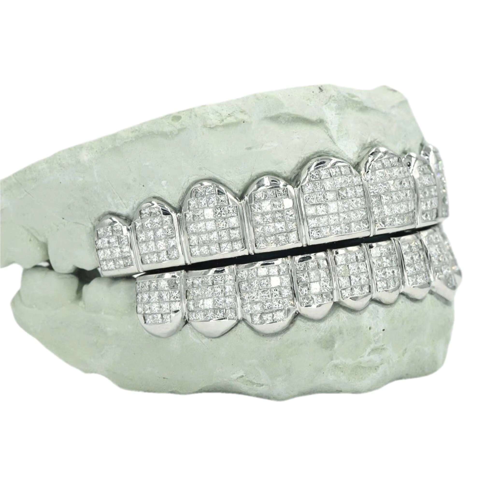 Custom Moissanite Grillz Ice Hiphop Invisible Setting Diamond Men Women Top bottom 925 Sterling Silver Teeth Perm Cut Grillz
