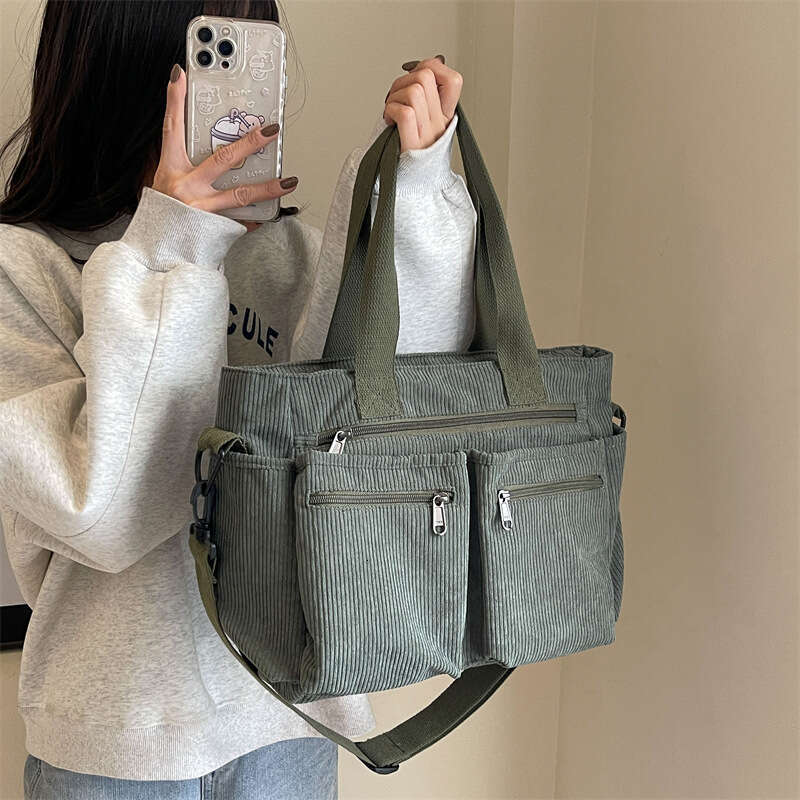 db Large capacity velvet new Korean version simple women's shoulder crossbody bag versatile girl corduroy handbag