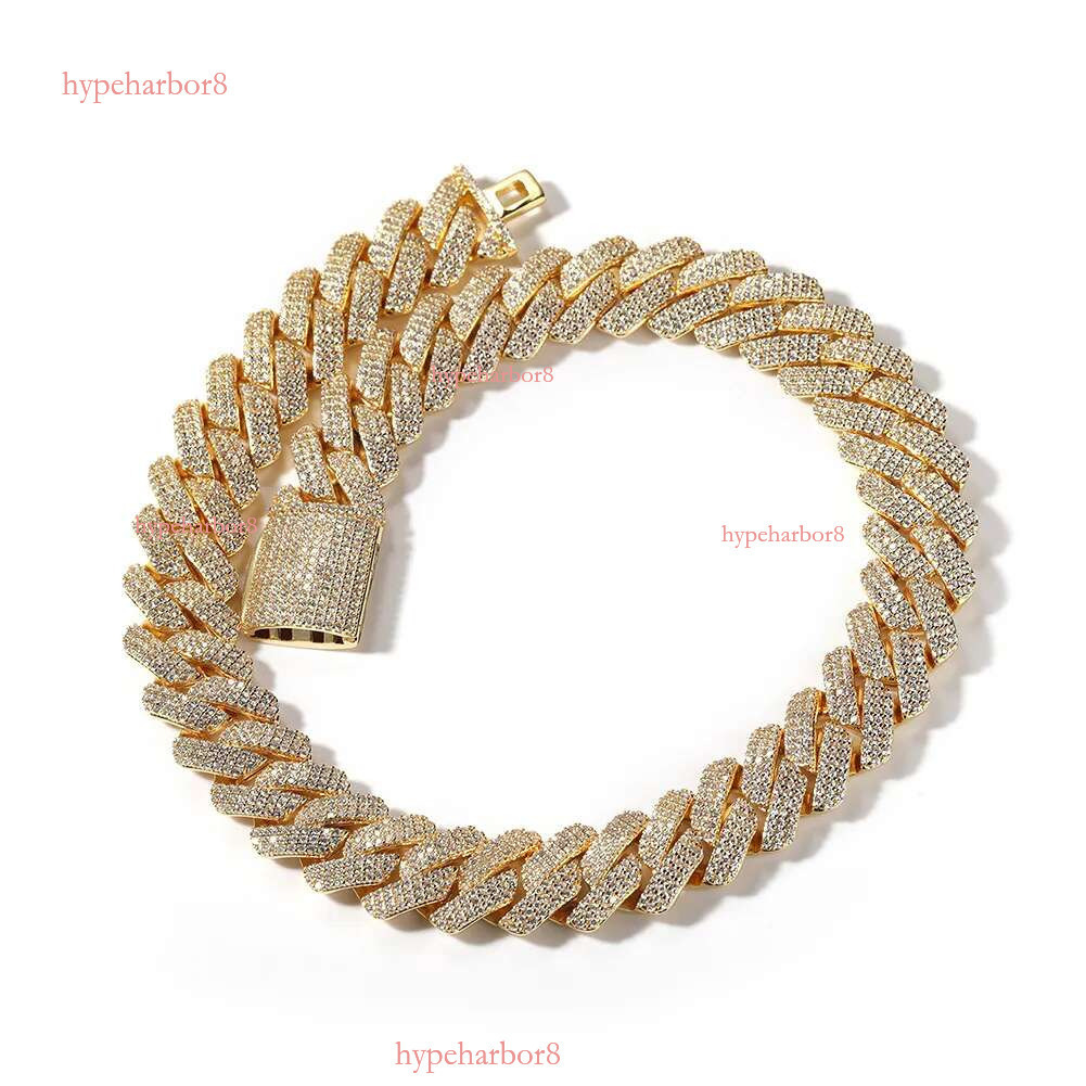 necklace designer jewelry chains for men cuban Customization Hip hop k Necklace White gold Plated Iced Out moissanite dia Cuban Chain goth chain