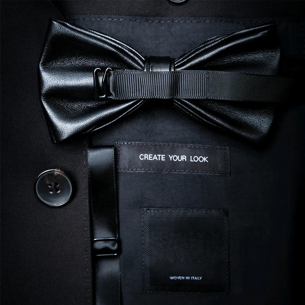 KAMBERFT handmade feather bow tie brooch wooden box set high quality mens bowtie leather tie for wedding party banquet 250319