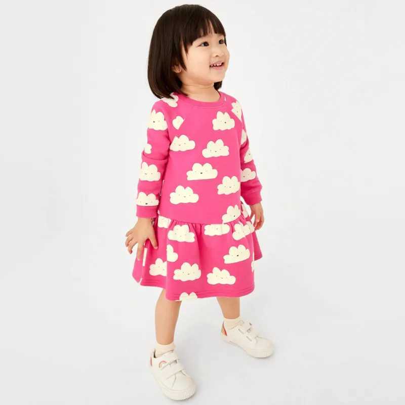 Jumping Meters Princess Girl Autumn Space Dress Spring Fashion Childrens Cotton O-neck Cute Frog W250326