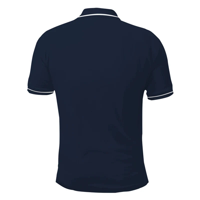 mens casual solid color short sleeved button up polo shirt summer slim fit golf 100 polyester quick drying 250326