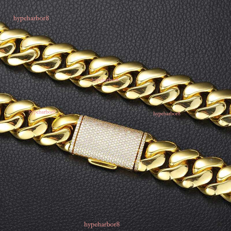 12mm-20mm Hip Hop Heavy Large Miami Cuban k Chain Mens Necklace Real Gold Plated topBg 5A Zircon Clasp Men Jewelry