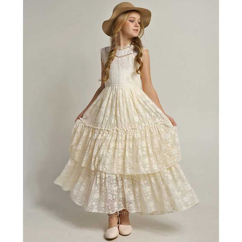 2-12-year-old Summer Lace Girls Dress Exposed Princess Dress Girls Children Par Custom Clothing W250326