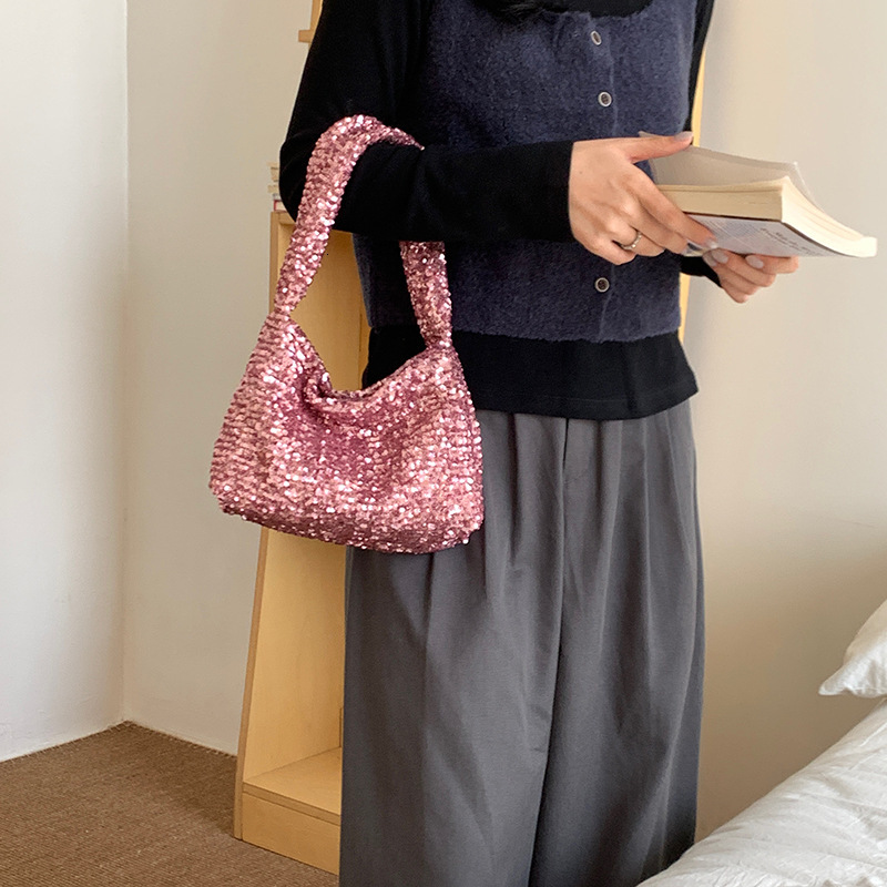 Korean Trend Sequin Large Capacity Handbag 2025 Spring And Summer New Fashion Niche Design Full Star Shoulder Bag