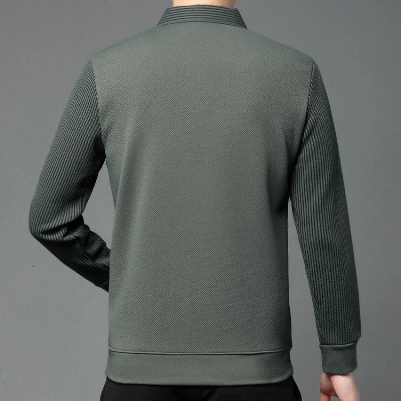 Thick and warm patchwork mens polo shirt suitable for business casual daily wear 250326