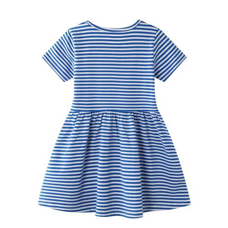 Jumping Meters 2-7T Princess Baby Dress Applique Rainbow Cute Par Girl Tutu Dress Cotton Striped Childrens Girl Dress W250326