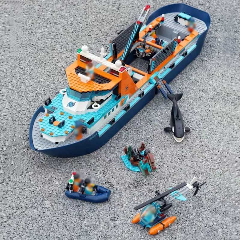 815pcs Deep Sea Exploration Ship Ocean Polar City Ocean Reconnaissance Ship Building Blocks Childrens Toys GiftsXJ250326