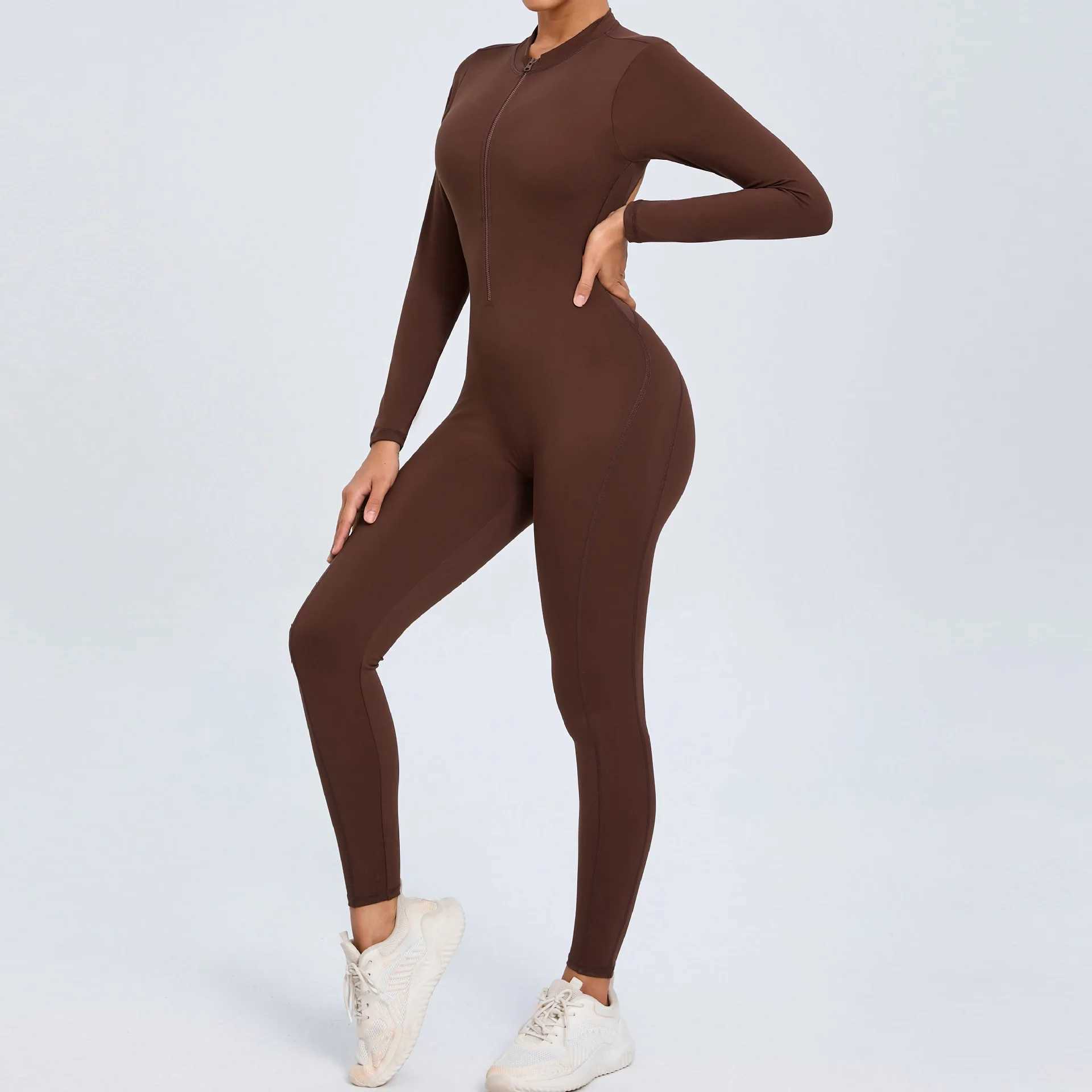 Long sleeved sexy womens clothing yoga set gym fitness jumpsuit one-piece jumpsuit sportswear gym fitness sportswear W250326