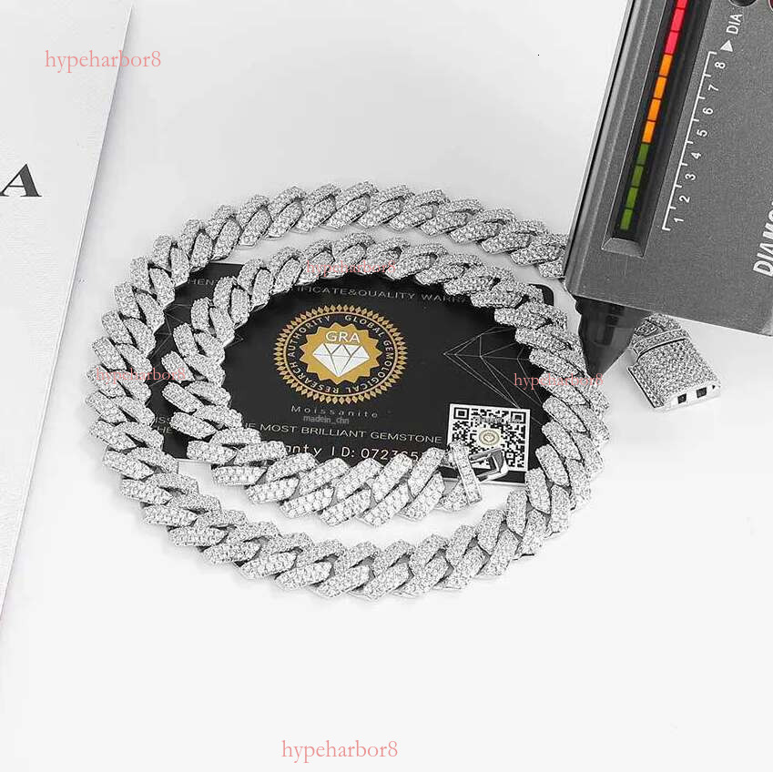 14MM wide 2 rows dia necklace designer for men high quality cuban k chain rock rapper hip hop gold plated stainless steel jewelry party outfit gift