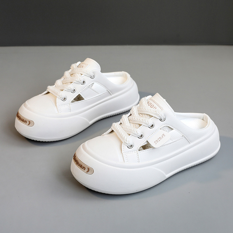 Designer Shoes New Half Slippers Women's White 2025 Summer Breathable Slimming Thick Soled Men's Board Shoes Outdoor Multi Functional Casual