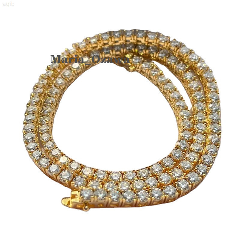Wholesale Iced Out Silver 925 Lab Grown Free Fire Moissanite Diamonds Clustered Tennis Chain Necklace