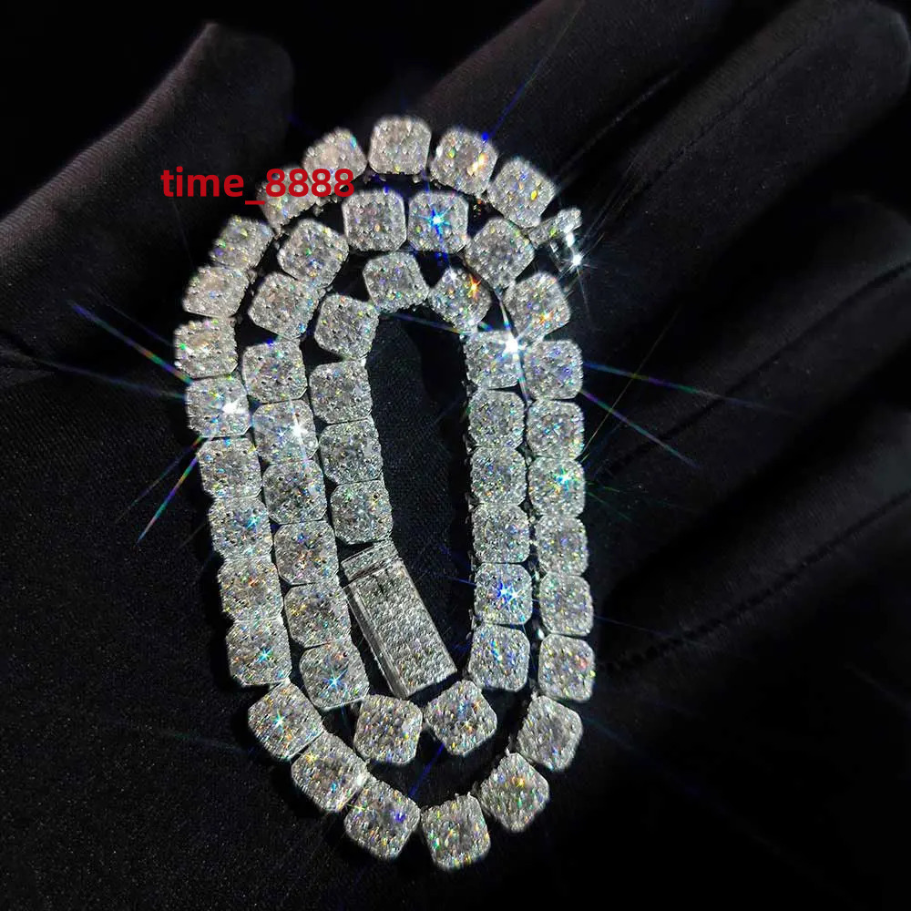 7MM Factory VVS Moissanite Diamond Chain 925 Sterling Silver Hip Hop Jewelry Bling Iced Out Clustered Tennis Necklace