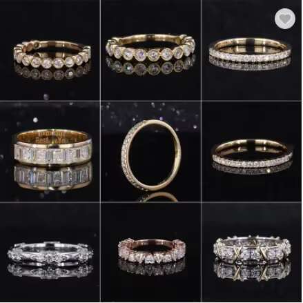 Wholesale 18K Gold Lab Grown Diamond Wedding Band Handmade Classic Design Jewelry Real Moissanite Ring for Women