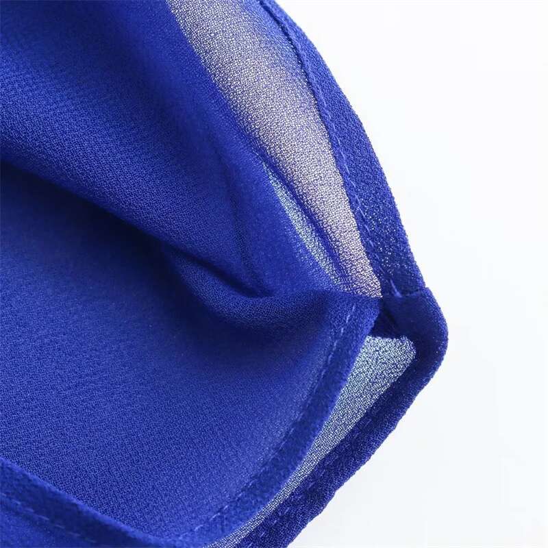 KEYANKETIAN New Launch Women's Tie Decoration Royal Blue Shirt Elegant Office Lady Petal Sleeve Chiffon Blouse Pullover Chemise