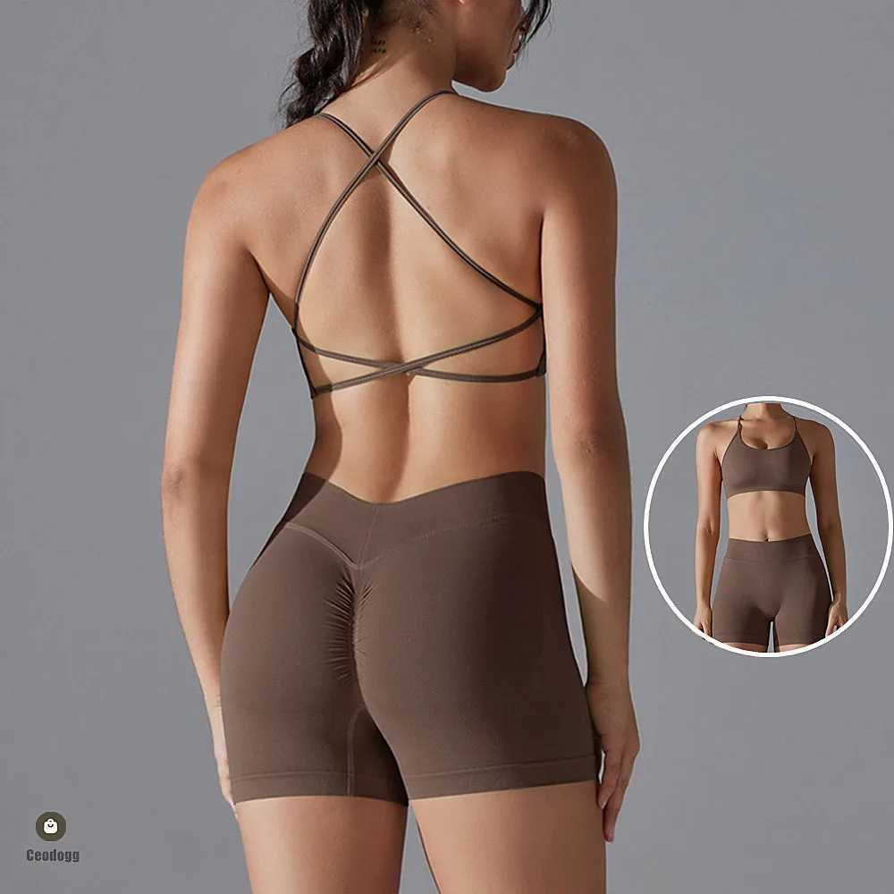 /2PCS Womens Scrunch Tracksuit Fitness Seamless Yoga Set Sportswear Sports Bra High Waist Tight Sports Pants Activity Suit W250326