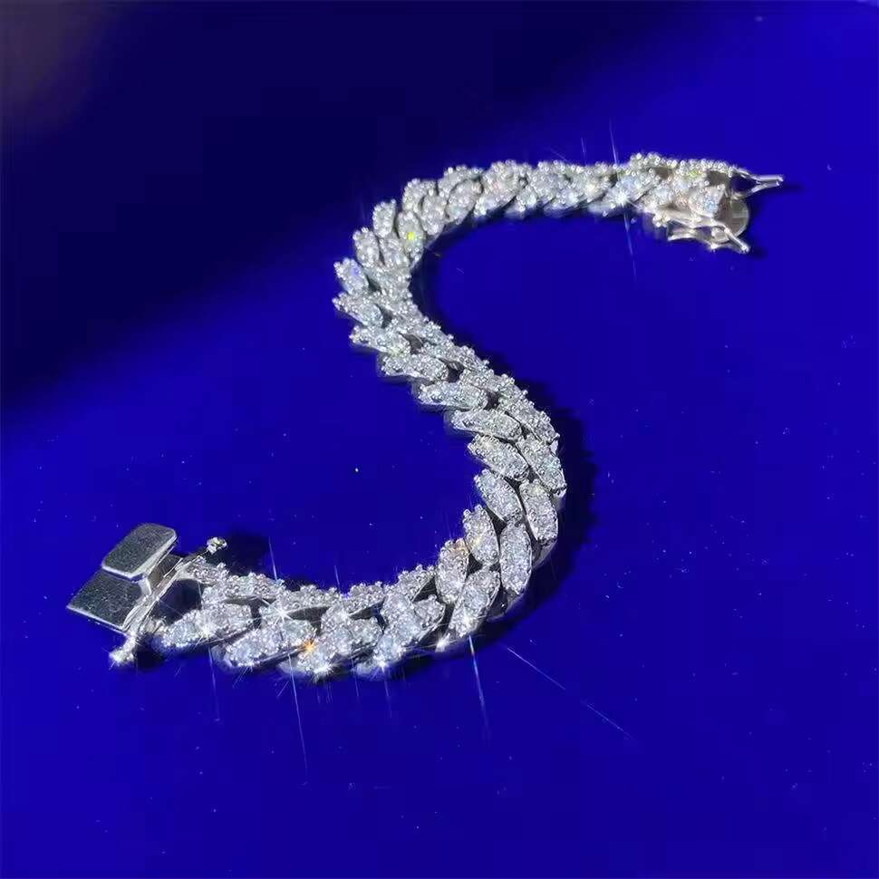 Fashion Jewelry Hip Hop Bangle Iced Out Full Zircon Brass Cuban Chain Link Men Bracelet for Man