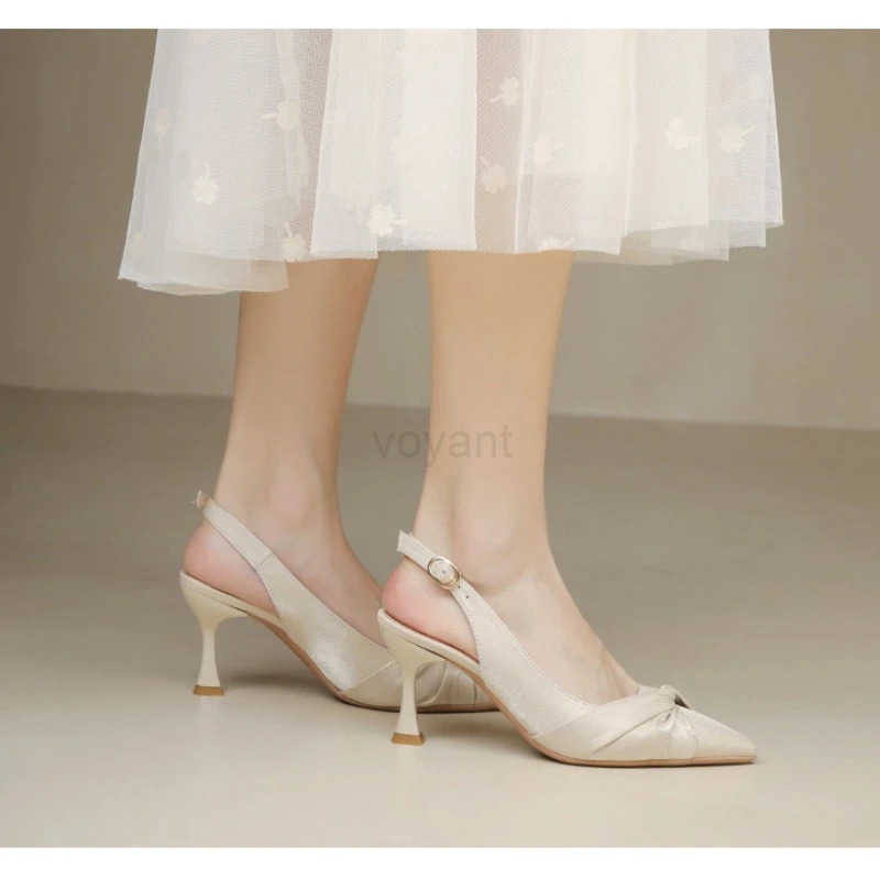 Sandals for Wen Pointed Toe Closed Summer 2024 Thin H Black Ladies Shoes Stiletto Footwear Par Weddings on Offer Vintage Z250326
