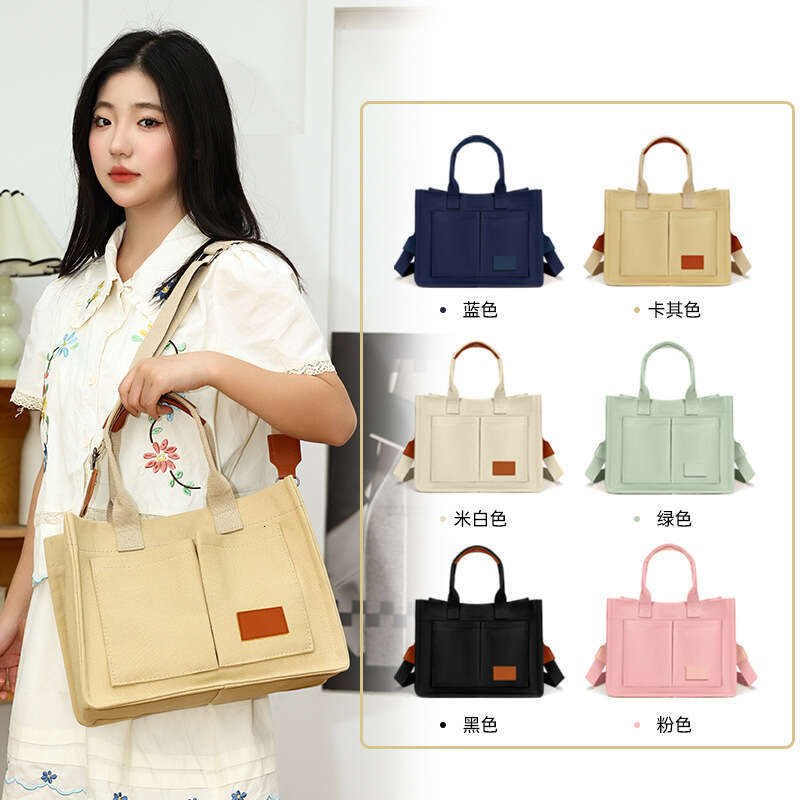 d6 New Casual Handheld Canvas Shoulder Large Capacity Multi layered Women's Crossbody Bag