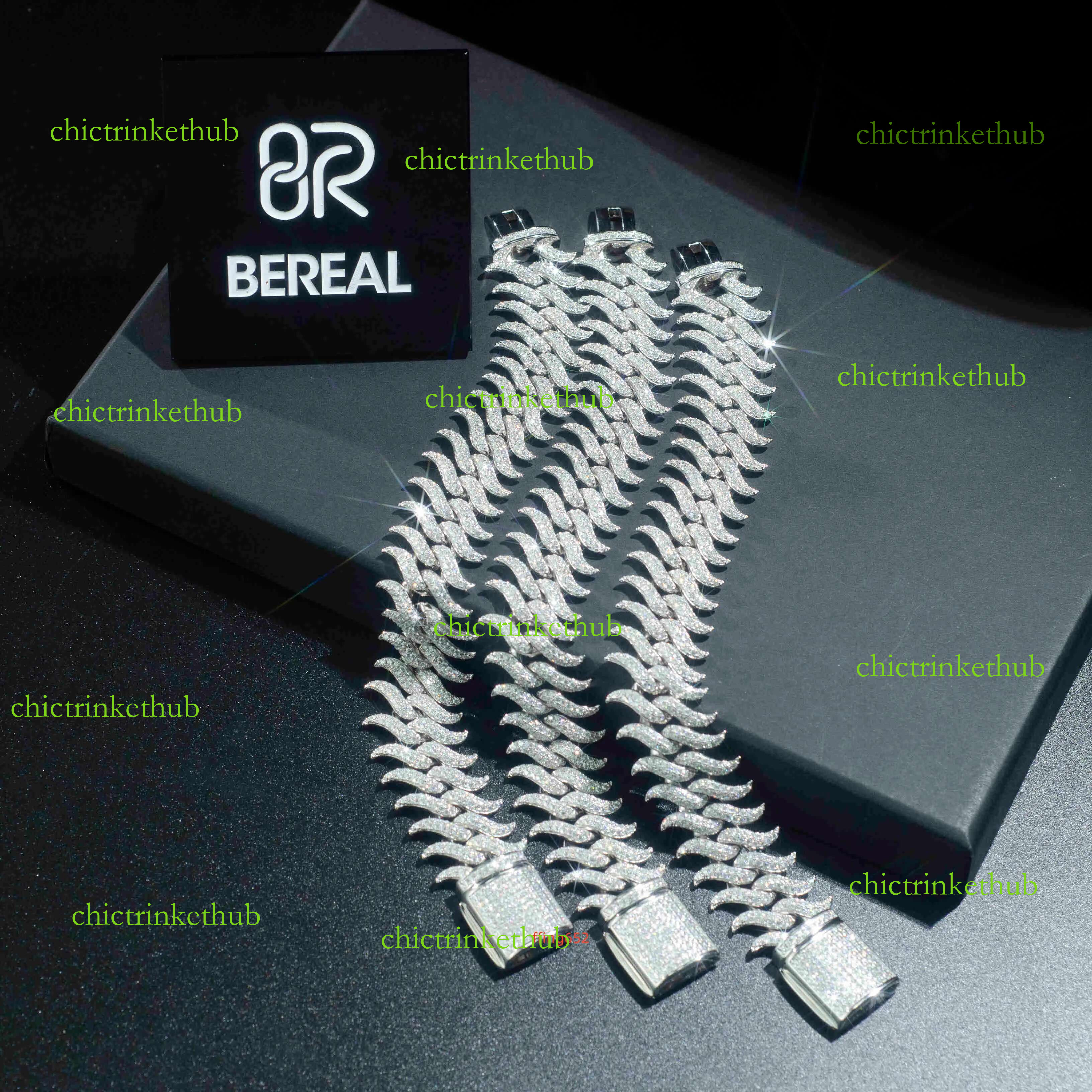 New Design Moissanite Cuban Bracelet Pass Tester Round Brilliant Cut Vvs Dia Sier Chain for Men Women