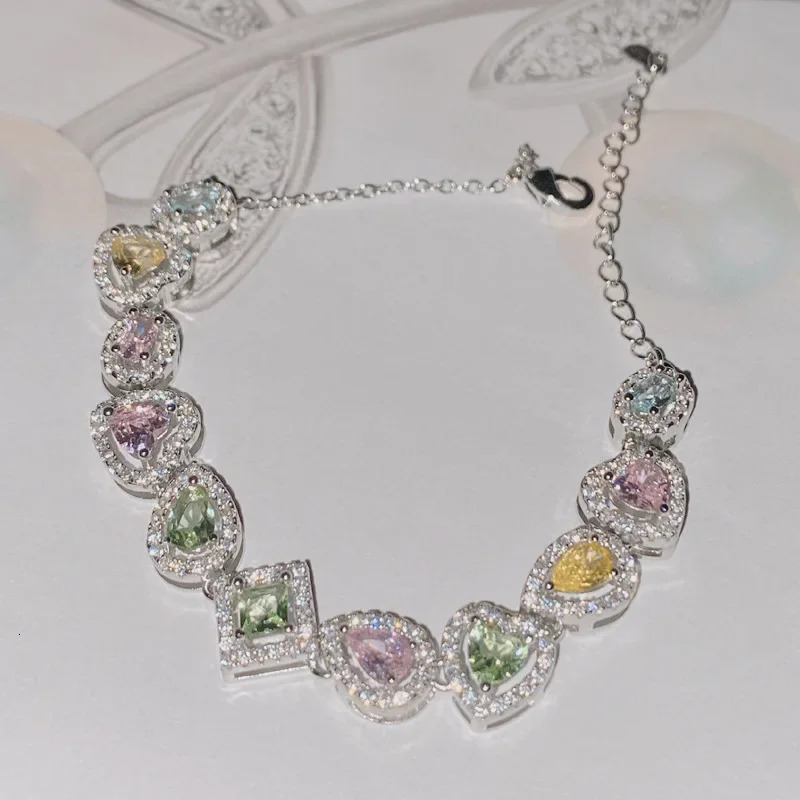 MDLFES Moissan Diamond Style Sparkling Miniature Diamond Heart Shaped Zirconia Bracelet 250326