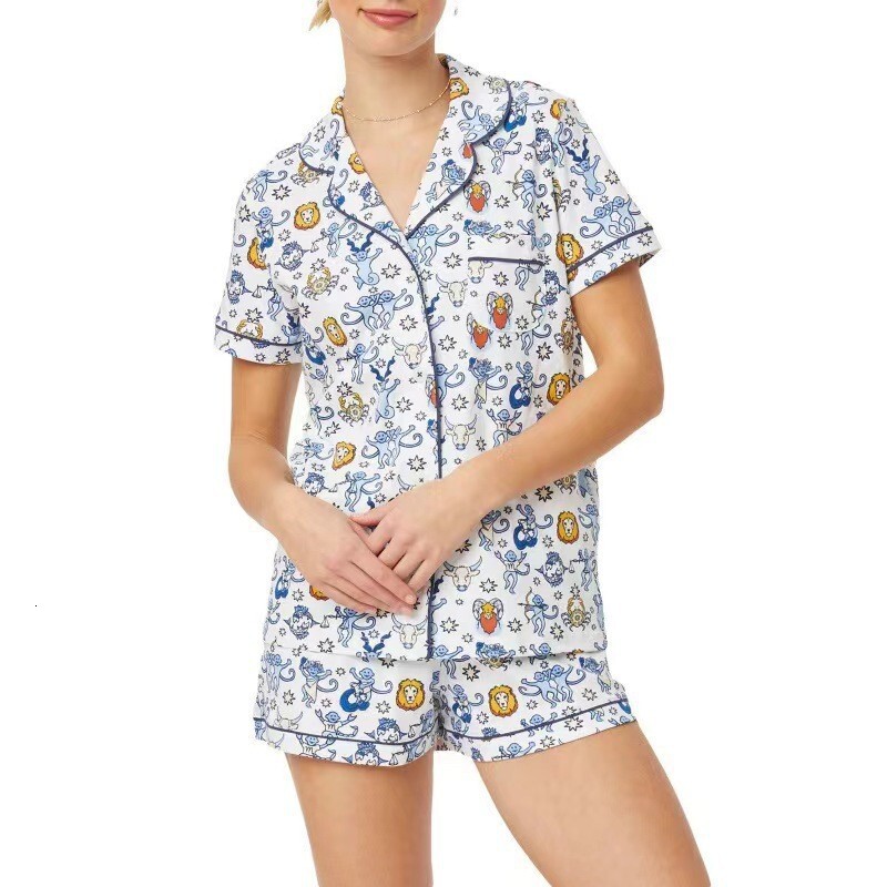 Pajama home wear, summer women's set, short sleeved shorts, hot selling, light luxury