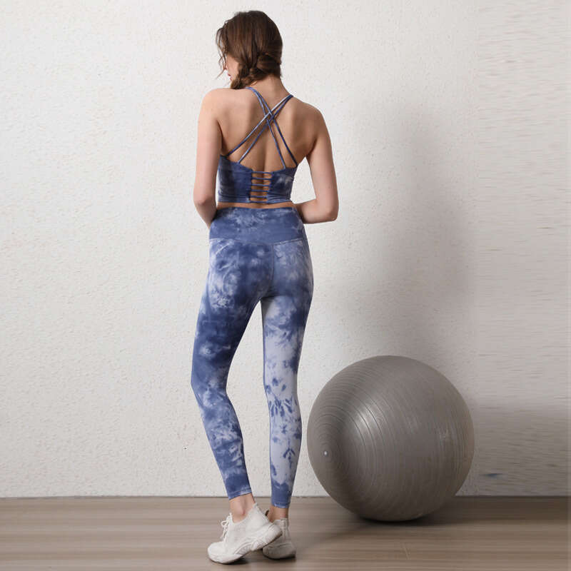 Women Yoga Pants Tie Dye Beautiful Back Sports Bra Women S Gathering And Shaping Vest Running Speed Drying Training Fitness Yoga Suit Two Piece Set