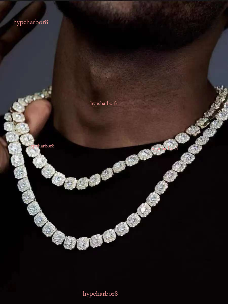 Necklace bracelet Moissanite Dia Custom Vvs Cuban k S Sier 10mm Large Tennis Chain Solid Back Hiphop