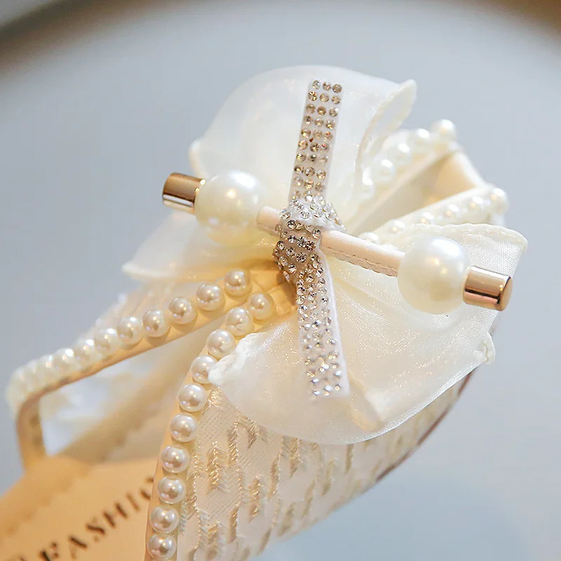 2025 Girls Princess Sandals Summer Rhinestone Children Causal Shoes Chic Lace Kids Beach Sandals Open-toe Thick Soled 250326