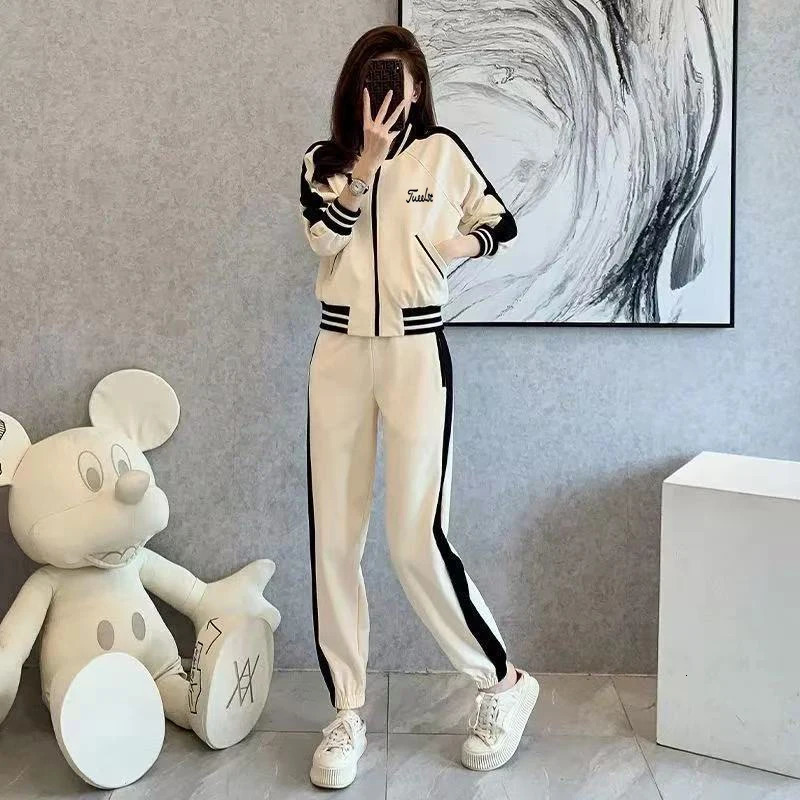 Korean Golf Womens Spring and Autumn Style Sports and Leisure Versatile Western Style Baseball Jacket Hoodie Two Piece 250320