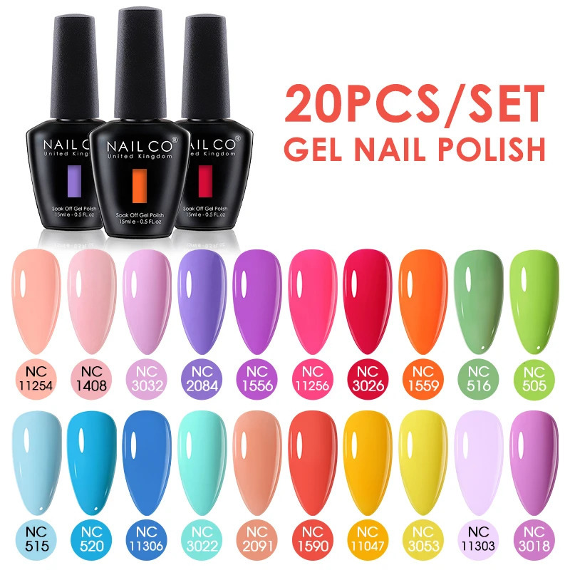 NAILCO 15ml 10/20pcs Gel Nail Polish Set Spring Summer Color UV Gel Nail Art All For Manicure Gel Paint For DIY Professionals 250326