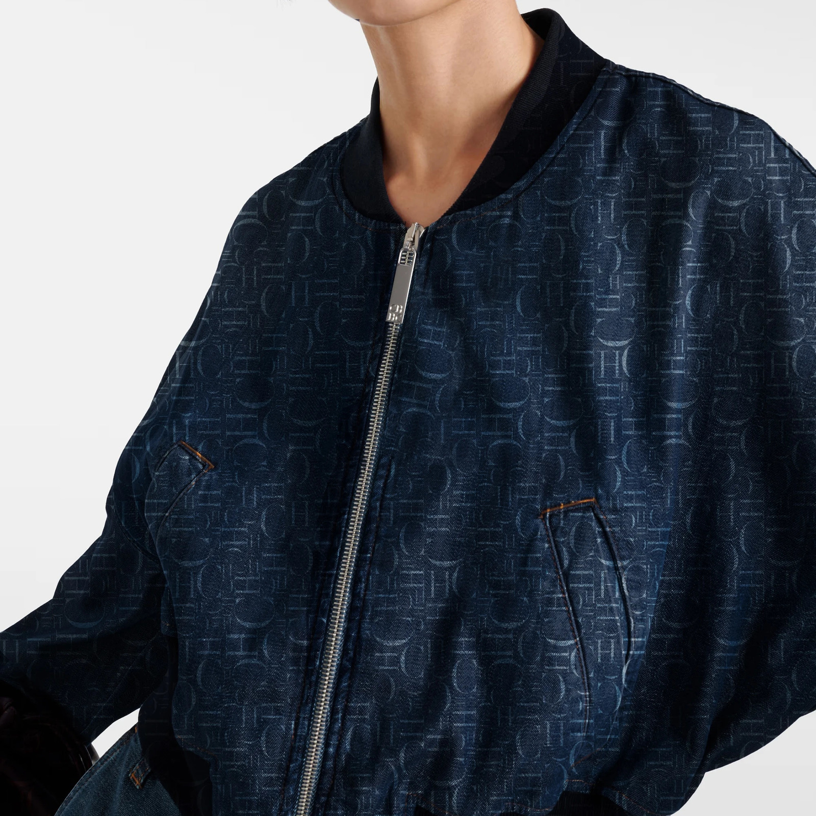 CHCH Womens Fashion with Pocket Denim Blue Zipper Jacket Retro Collar Long Sleeve Clothing 250318