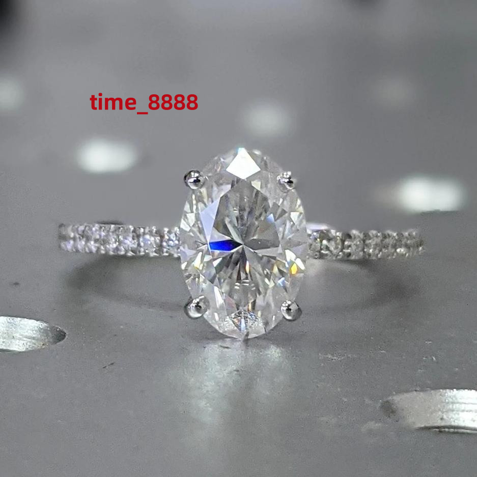 Moissanite Jewelry S925 Silver Oval 9x6mm Moissanite Diamond Solitaire Women Wedding Ring