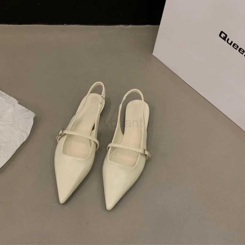 Summer Pointed Toe Wen Sandal Fashion Shallow Slip On Ladies Shoes Flats Heel Elegant Dress Slingback Shoes Z250326
