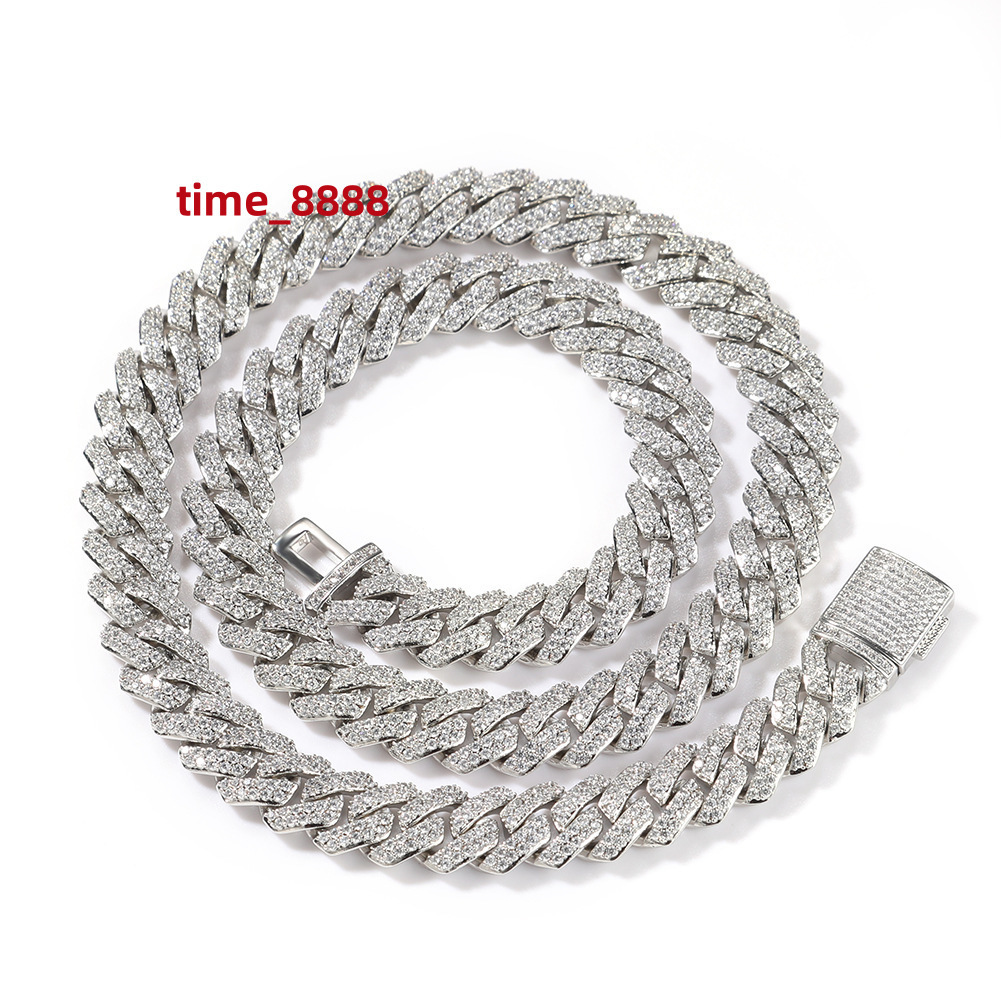 Trendy 10mm Box Buckle Diamond Necklace 18K Gold Plated Cuban Link Chain Unisex Brass Jewelry Zircon Stone Bulk for Men Women