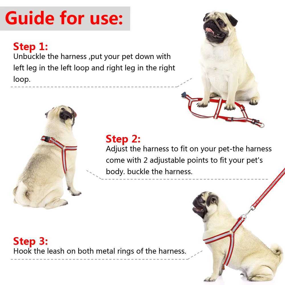 Reflective nylon dog harness and belt set suitable for small and medium-sized dogs puppy lead Chihuahua Yoki 7 colors X250326