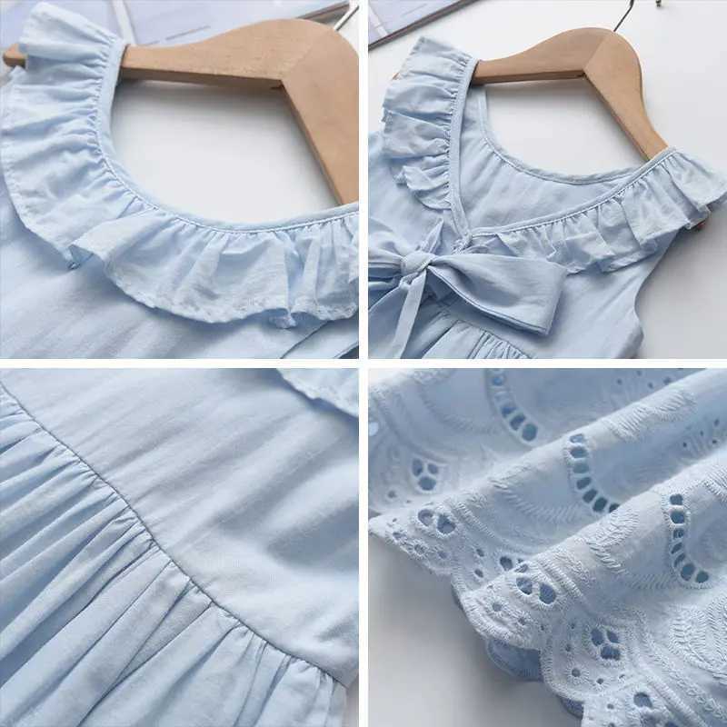 Childrens white dress girls summer dress baby embroidery jacquard princess dress fashionable girls cotton vest dress 2 5 7 Y W250326