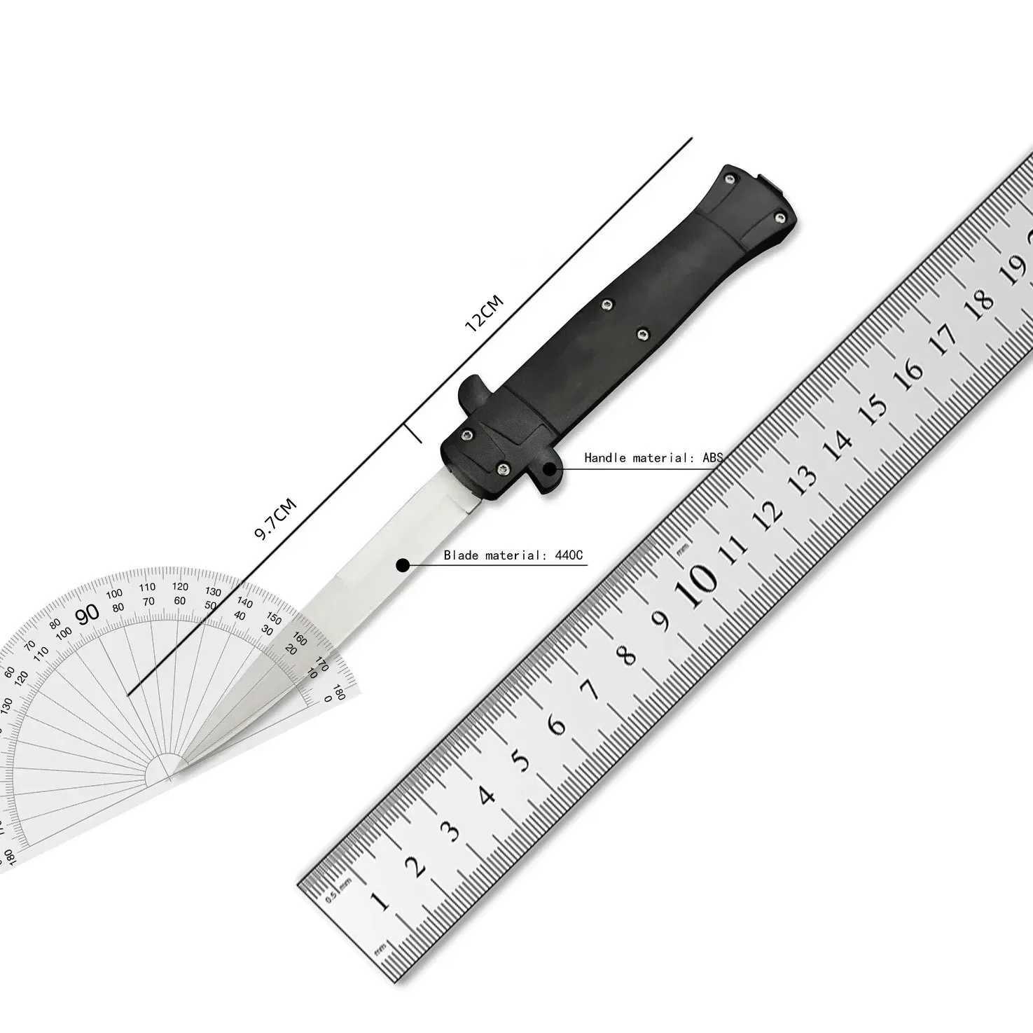 Black Italian Mafia Folding Knife 440C Steel 440C Blade ABS Handle Outdoor Survival Hunting Tool Tactical KnifeXJ250326