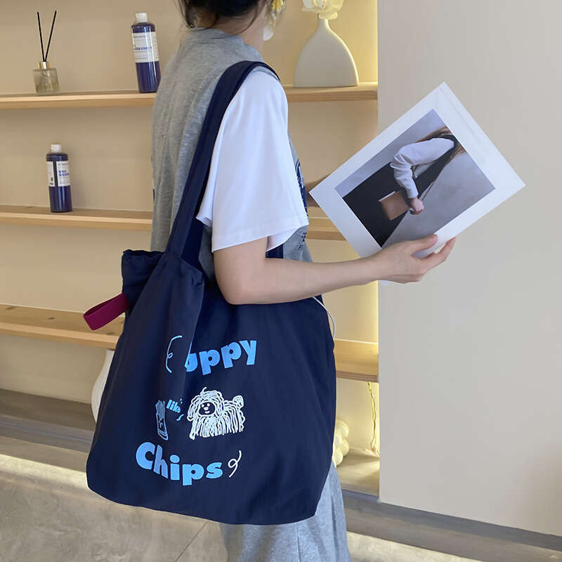e8 Cute embroidery versatile artistic cloth tote women's lazy style large capacity commuting single shoulder bag