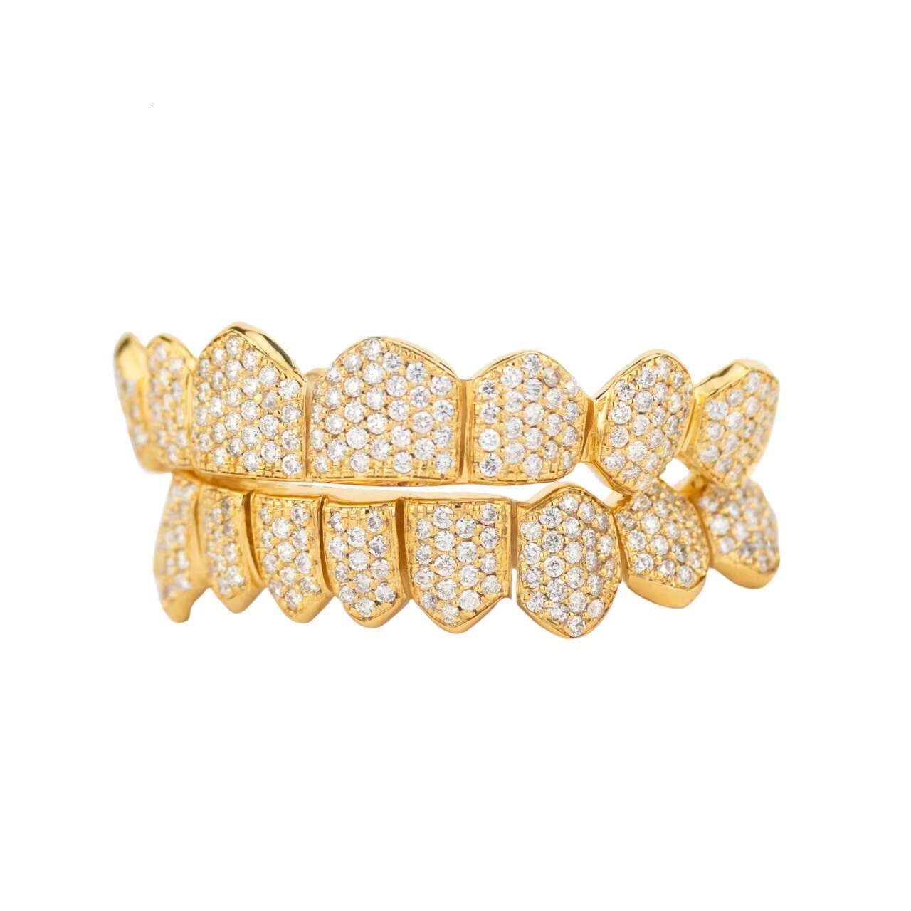 Hip Hop 925 Silver Tooth Grillz Moissanite Diamonds Fashion Jewelry Gold Plated Teeth with Fine Piercing Accessories