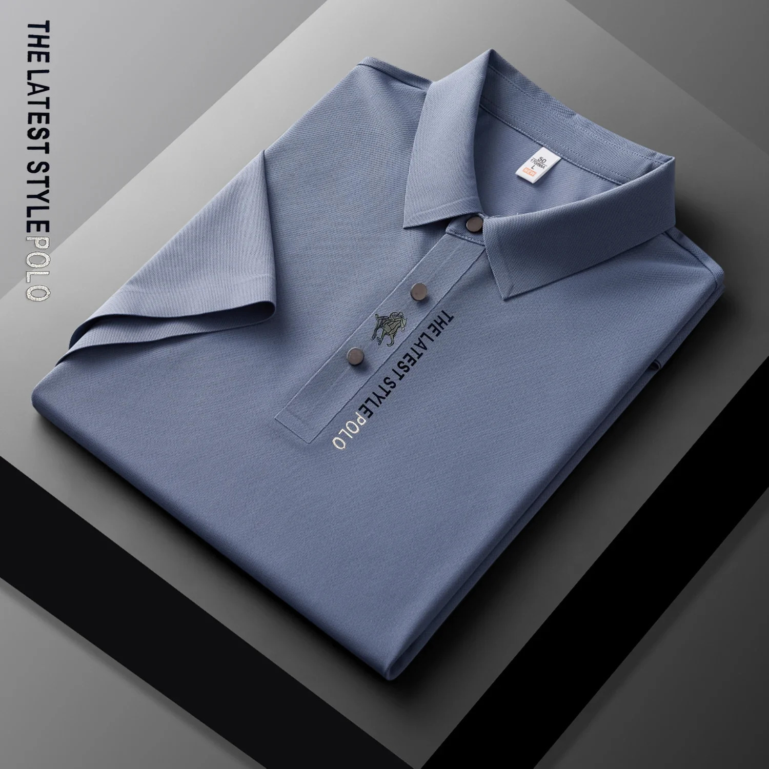 Ice Silk Polo Shirt Short Sleeved Letter Printing Tshirt 2024 Summer Mens Clothing Highgrade Shirts 250311