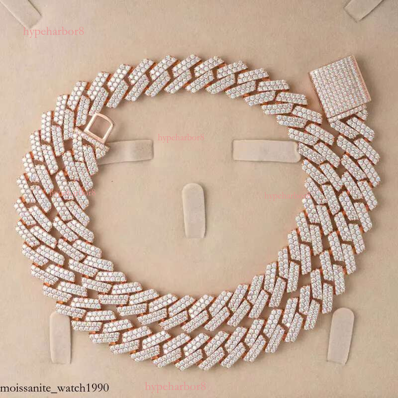 15mm Necklace Moissanite Sterg Sier Cuban k Chain