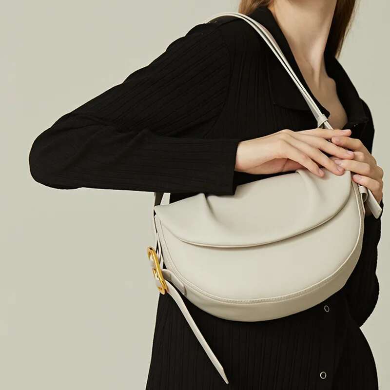 2025 Leather New Shoulder Small Crossbody Cowhide Fold Armpit Saddle Female Designer Bag bags handbags women