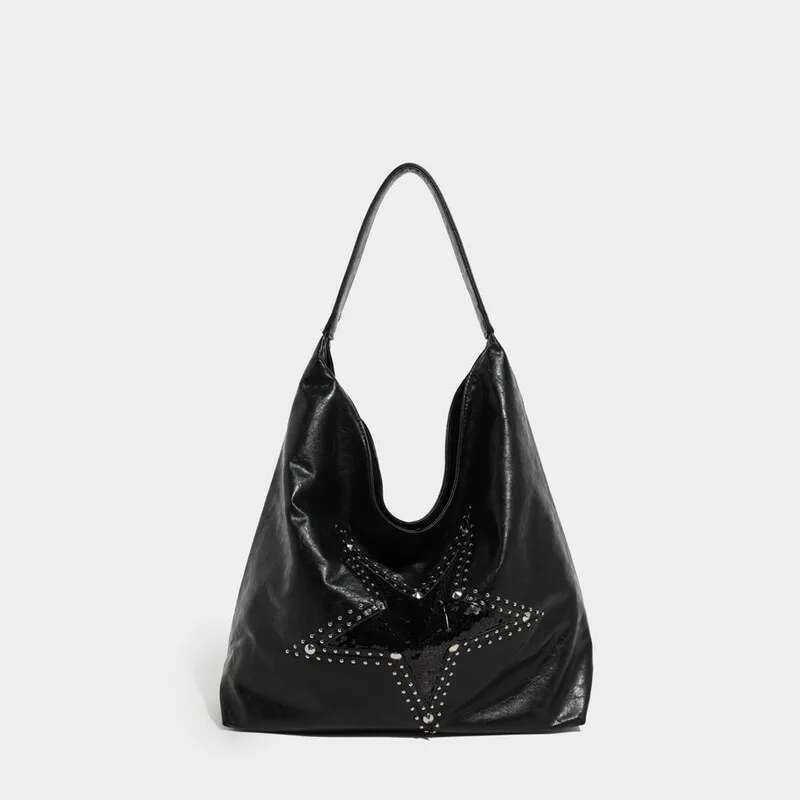Large Capacity Rivet Punk Bag For Women New Retro Texture Single Shoulder Tote Bags Fashion Versatile Casual Ladies Handbags