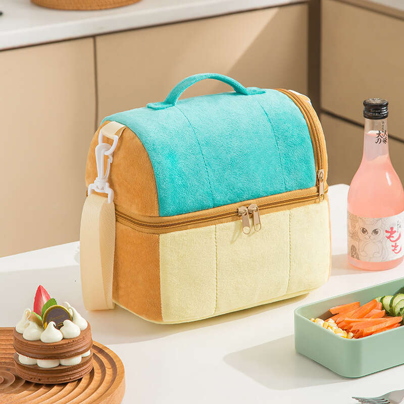 Toast bento double layered thickened insulation one shoulder convenient to carry, lunch box storage bag, large capacity picnic ice pack