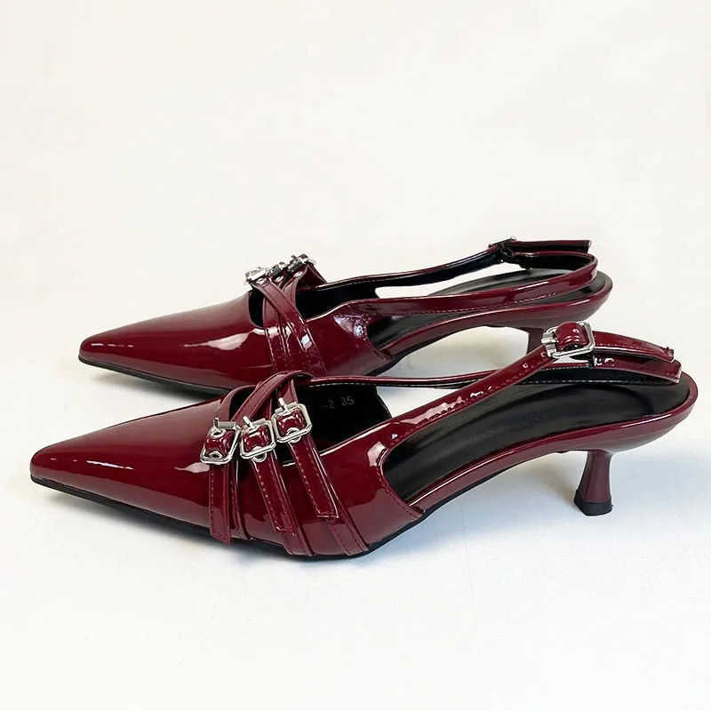 Sandals Ladies High H Spring Slides Shoes Fashion Wen Thin H Shoes Buckle Strap Career Shallow Fem Pumps Footwear Z250326