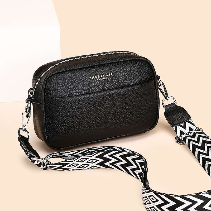 Genuine Leather Women's 2023 New Fashion Simple One Shoulder Crossbody Top Layer Cowhide Small Square Bag