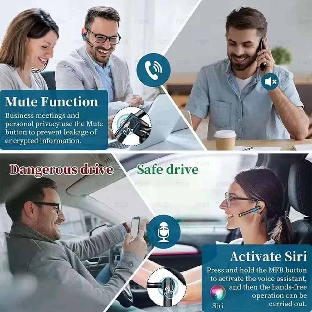 BT5.3 Single Business Ear Hanging Hands Free Call Noise Reduction Wireless Earphones Suitable for iPhone and Laptop