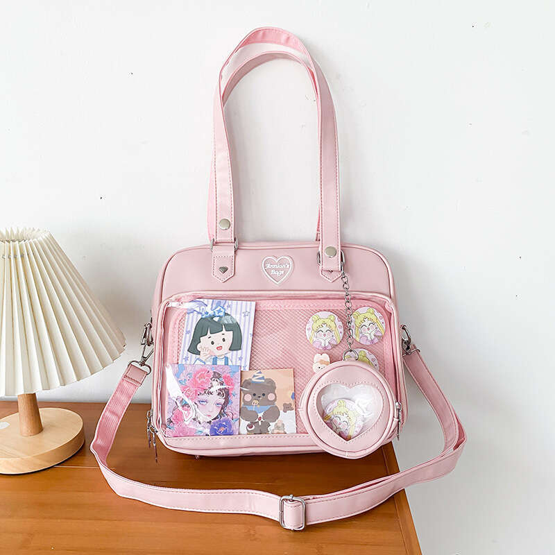 41 Cute Female Soft Girl Pain Transparent Academy Wind Tie Board JK Baby Single Shoulder Crossbody Bag
