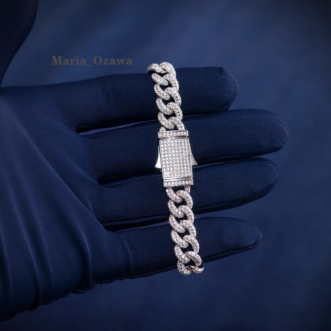 Pass Diamond Tester 10mm Cuban Link Bracelet Vvs Moissanite Custom Silver Cuban Bracelet for Men